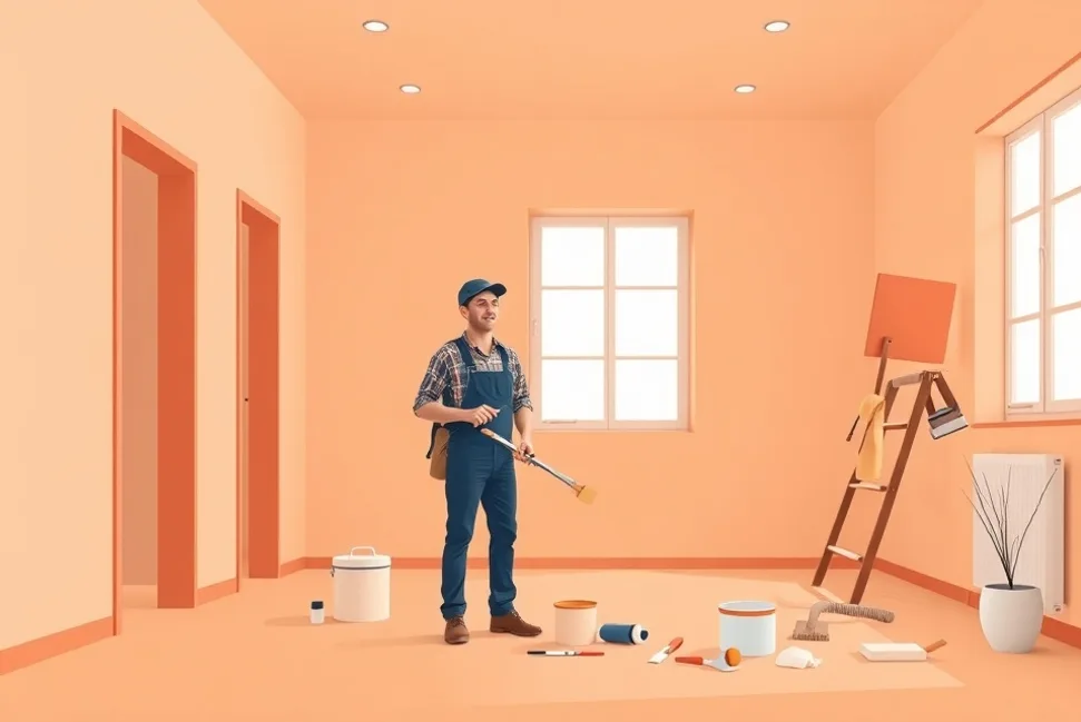 Intérieur rénové après travaux de peinture à Wambrechies